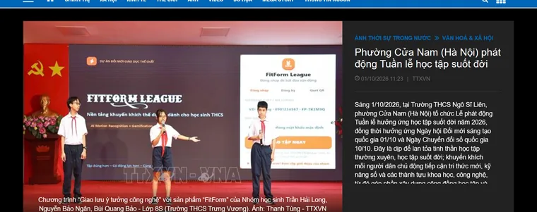Ảnh chụp bài trên báo ảnh Thông tấn xã Việt Nam về Lễ phát động, có ảnh nhóm trình diễn FitForm