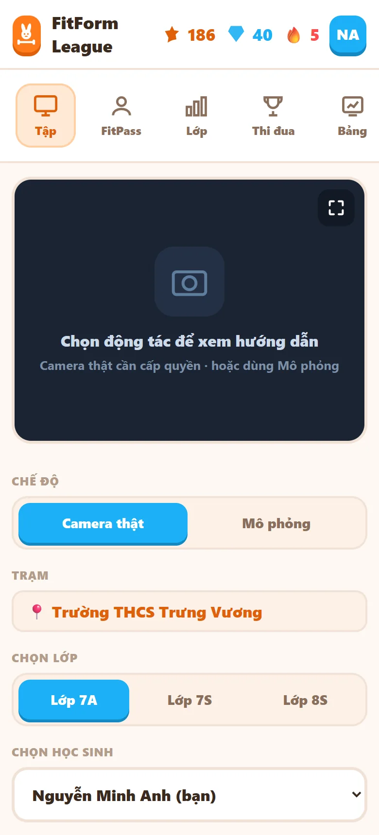 Màn hình đăng nhập FitForm trên điện thoại